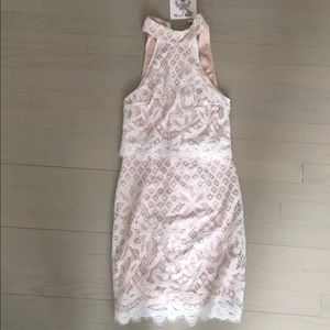 White and nude lace dress